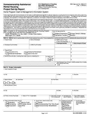 HOME Program Project Set-Up Report
