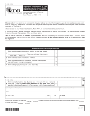Louisiana Partnership or Fiduciary Extension Form