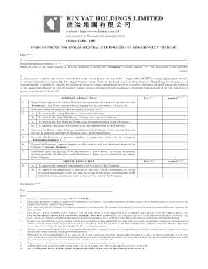 Proxy Form for Annual General Meeting