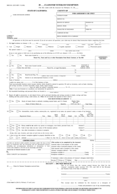 California Veterans Exemption Claim Form