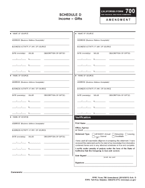 California Form 700 Schedule D Amendment