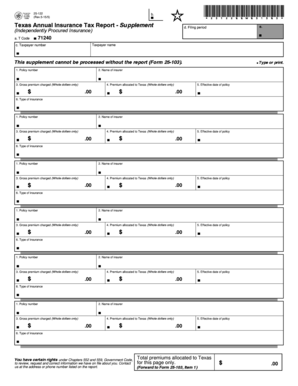 Texas Annual Insurance Tax Report Supplement
