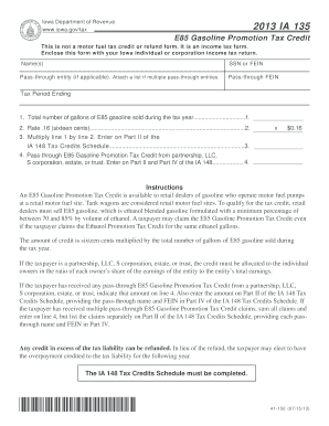 Iowa E85 Gasoline Promotion Tax Credit Form