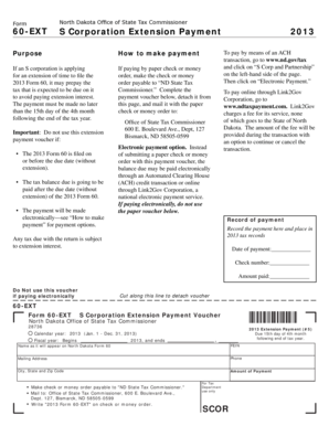North Dakota S Corporation Extension Payment Voucher