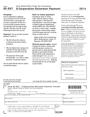 North Dakota S Corporation Extension Payment Form 60-EXT