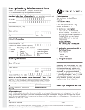 Prescription Drug Reimbursement Form