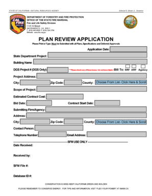 California Plan Review Application