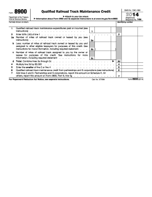 IRS Form 8900 Qualified Railroad Track Maintenance Credit