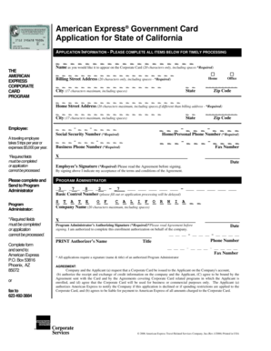 American Express Government Card Application