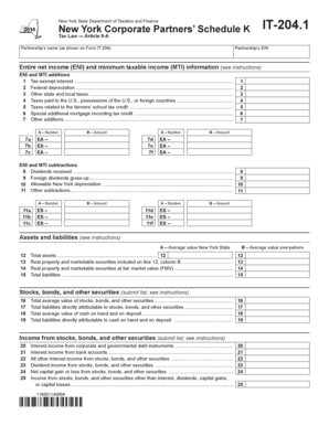 New York Corporate Partners’ Schedule K IT-204.1