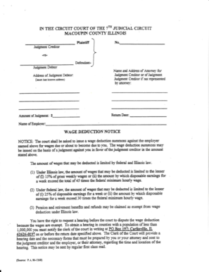 Illinois Wage Deduction Notice and Affidavit