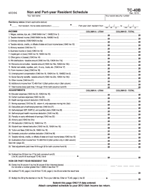 Utah Non and Part-Year Resident Schedule