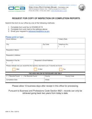 California Pest Control Inspection Report Request