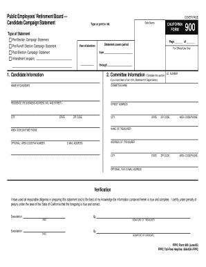 California Form 900 Candidate Campaign Statement