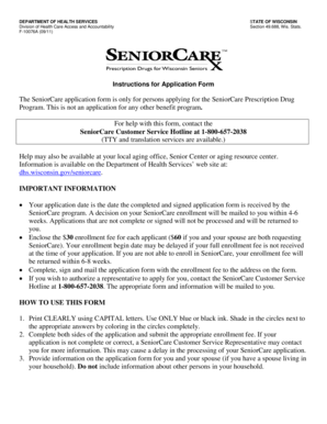 SeniorCare Prescription Drug Program Application