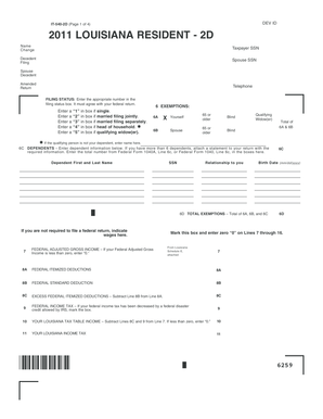Louisiana Individual Income Tax Return 2011