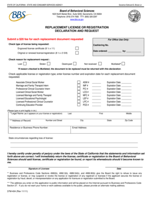 California Replacement License Request