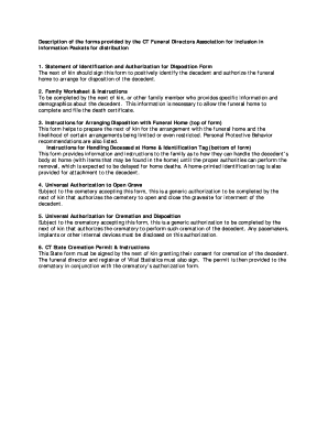 Connecticut Funeral Disposition Authorization Forms