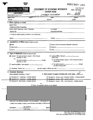 California Form 700 Statement of Economic Interests