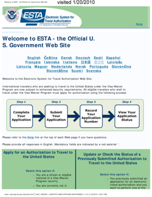 ESTA Travel Authorization Application