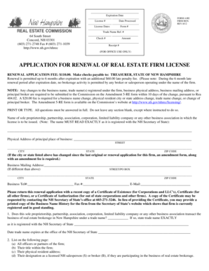 New Hampshire Real Estate Firm License Renewal Form