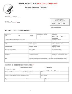 State Request for PSOC Locate Services