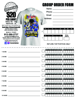 Fillable Online T-Shirt Order Form Template Fax Email Print - pdfFiller
