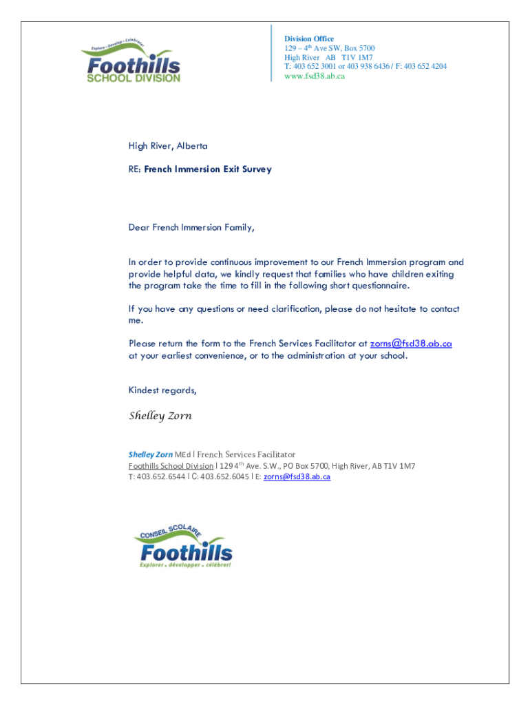 Fillable online foothills school division 129 4 ave sw 300 high