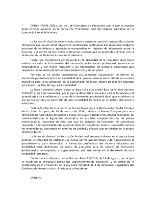 Proyecto de Orden Foral por la que se regulan ...