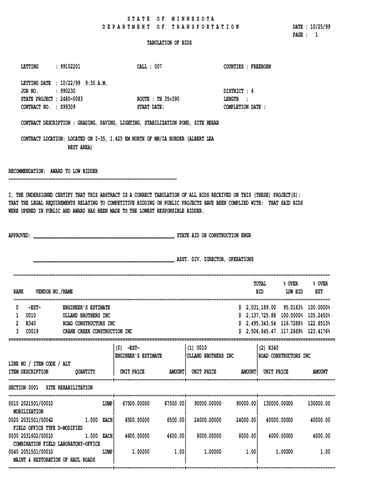 Fillable Online How To Bid Bid Letting MnDOT Fax Email Print