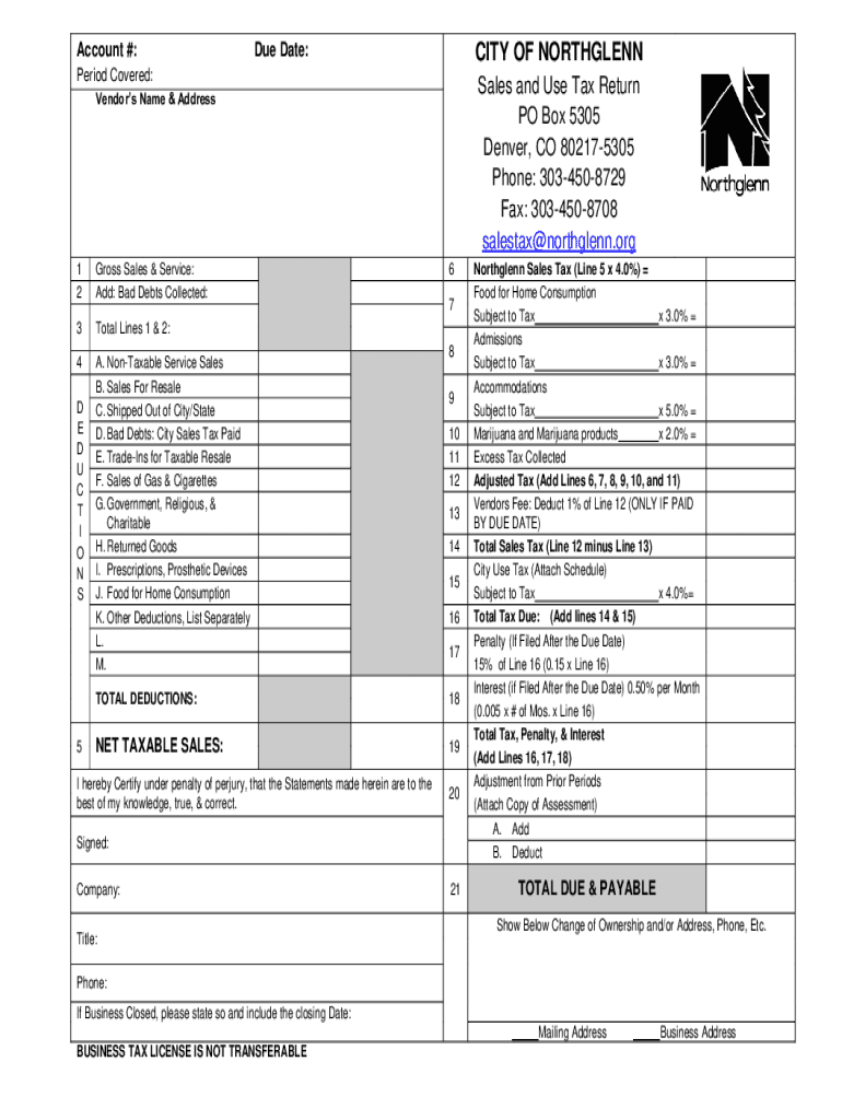 city of northglenn sales tax Preview on Page 1