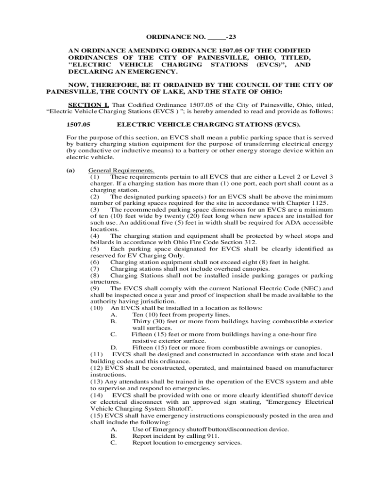 Fillable Online Painesville to vote on electric vehicle charger