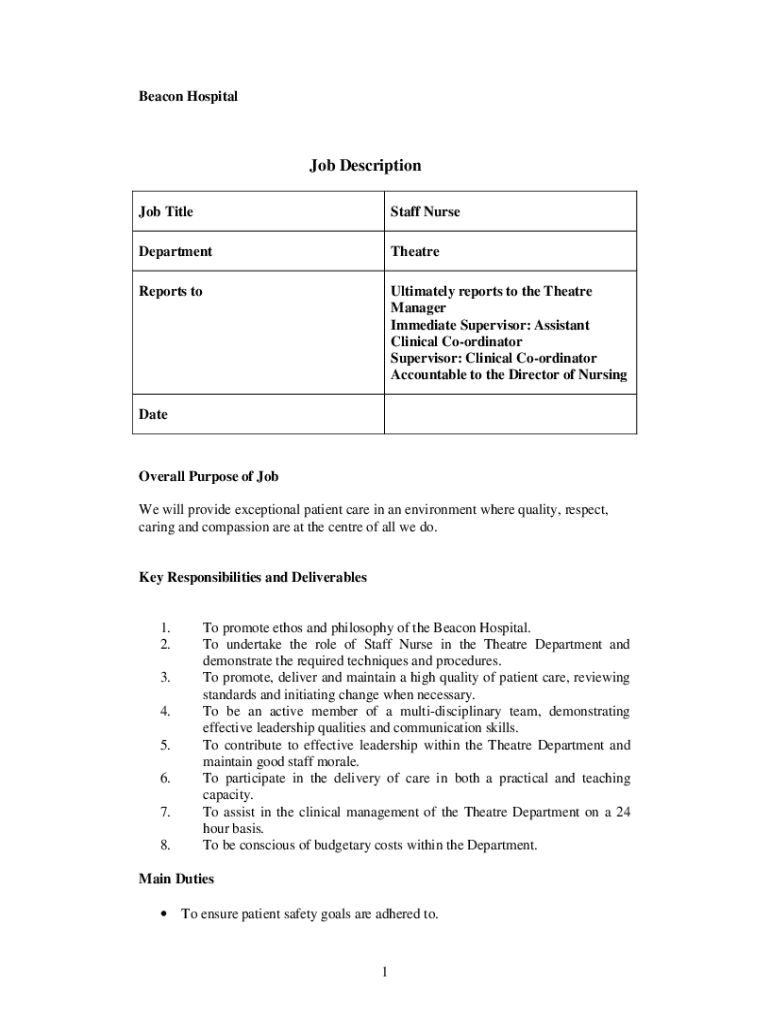 Fillable Online www2 beaconhospital Theatre Technical Director and ...