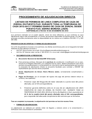Procedimiento de adjudicacion directa zorzal sierra morena