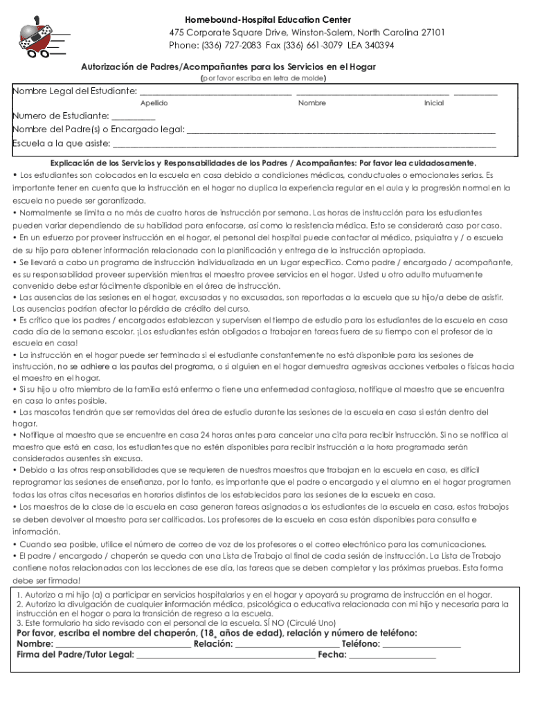 Completable En línea Spanish Parent Authorization Form Fax Email