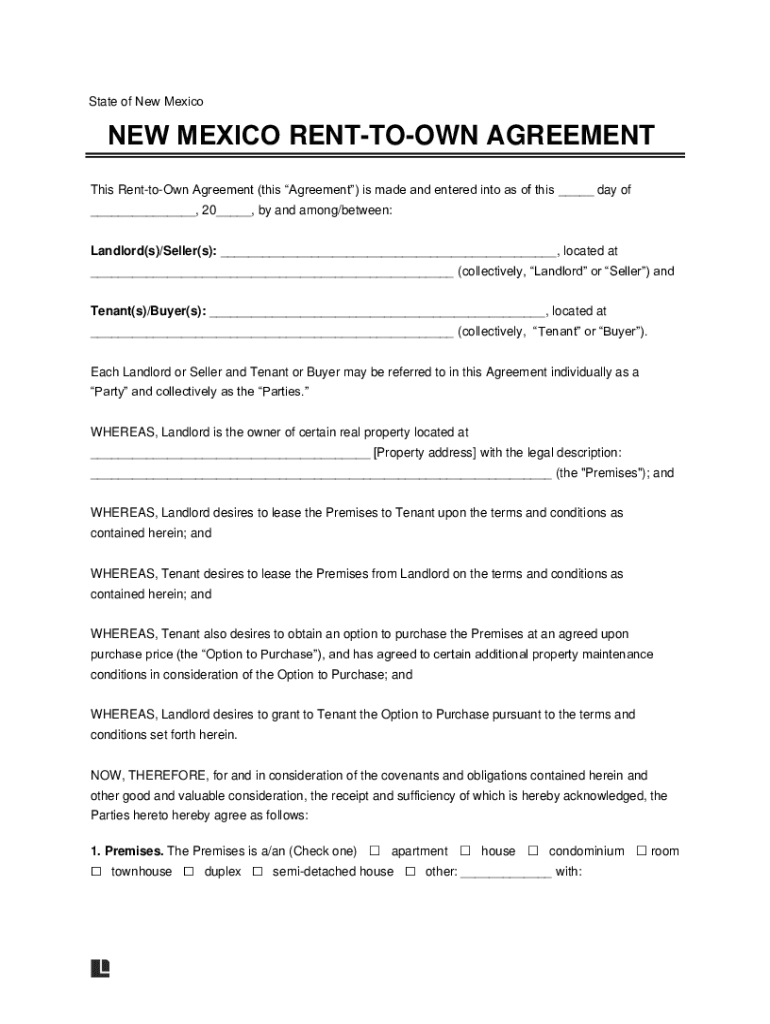 Fillable Online Free New Mexico Lease Agreement Templates (6) - PDF Fax ...