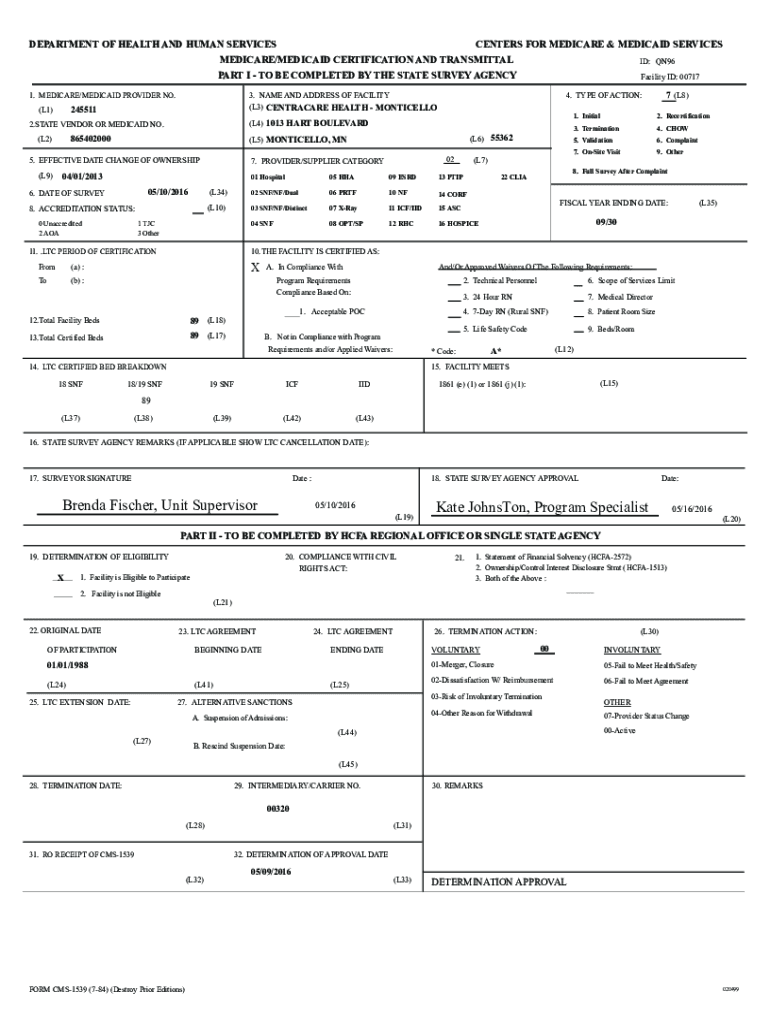 Fillable Online centracare health monticellosurveyfindings