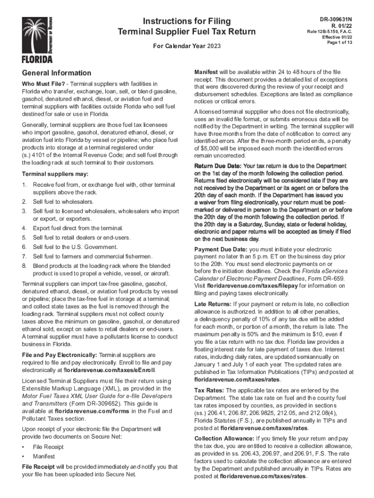 Instructions for Filing Wholesaler Importer Fuel Tax Return Preview on Page 1