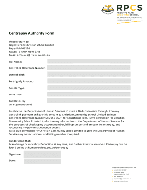 Centrepay Authority Form