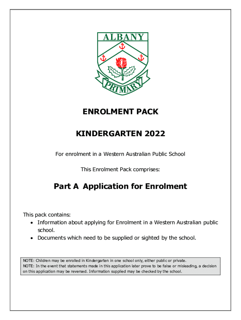 Fillable Online albanyprimary wa edu ENROLMENT PACK (PART A) Bakers