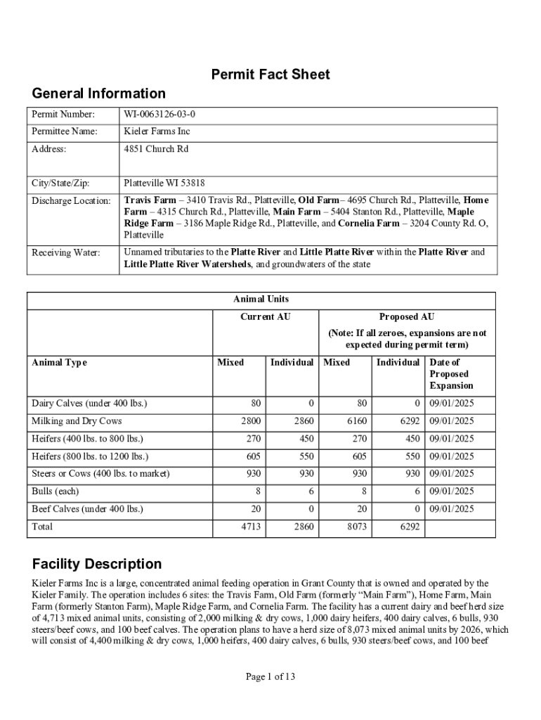 Fillable Online dnr wisconsin Kieler Farms, Inc. Expansion MSA