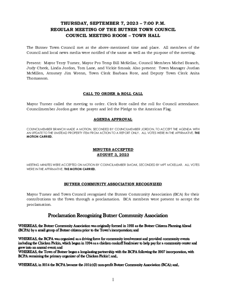 Fillable Online Proclamation Recognizing Butner Community Association