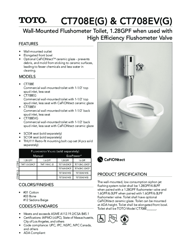 Fillable Online neufertcdn archdaily TOTO Commercial WallHung Toilet CT708E(V)(G) Fax Email