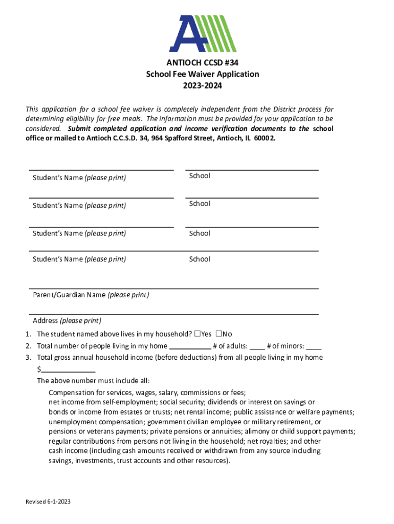 Fillable Online 20232024 Fee Waiver form.docx Fax Email Print pdfFiller