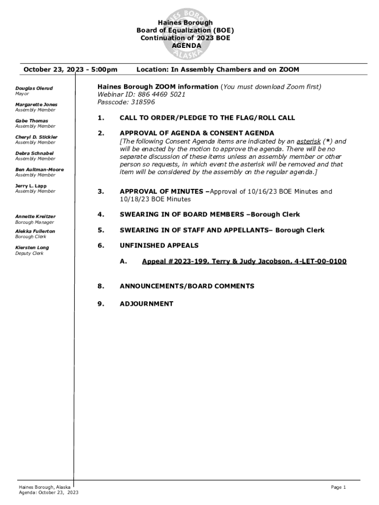 Fillable Online In Assembly Haines Borough Fax Email Print pdfFiller