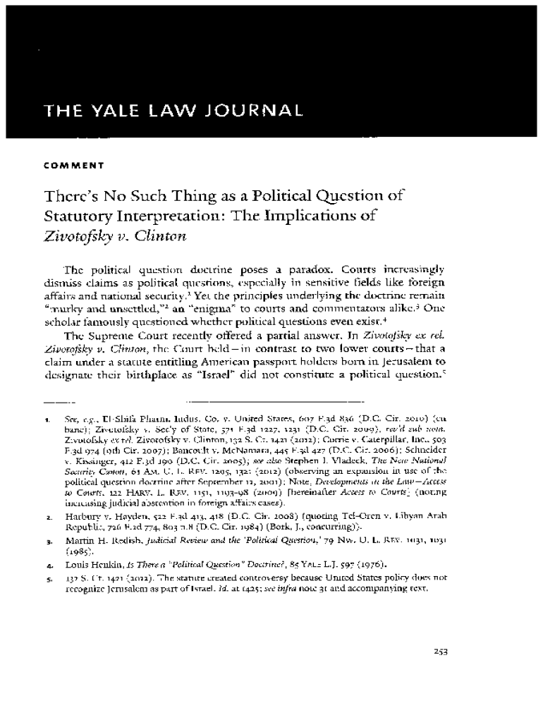 Fillable Online There's No Such Thing as a Political Question of