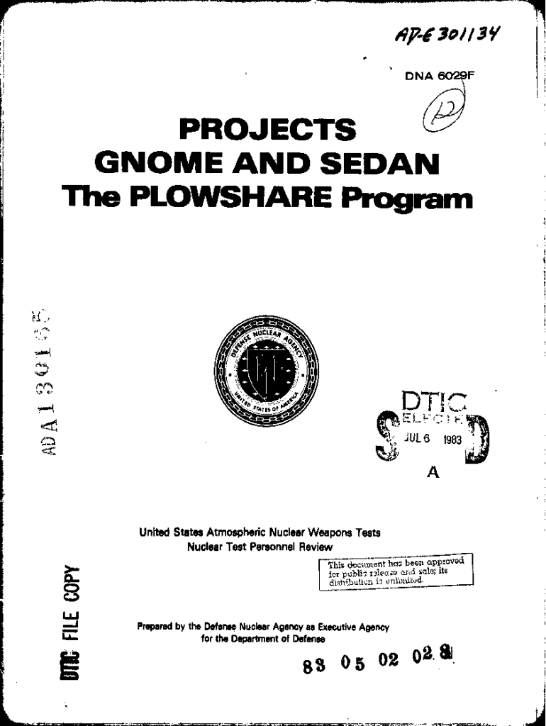 Fillable Online Projects GNOME And SEDAN, The PLOWSHARE Program. This
