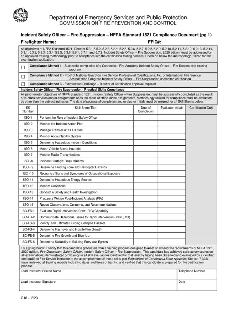 Fillable Online NFPA 1521, Standard for Fire Department Safety Officer