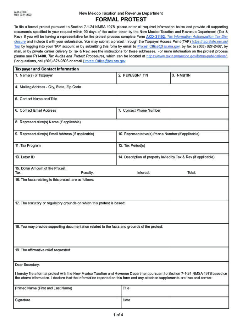 new mexico form acd 31094 Preview on Page 1