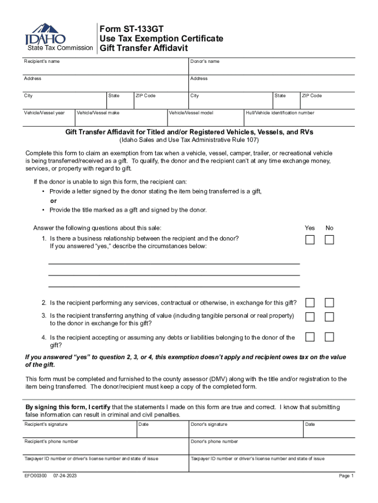 Sales or Use Tax Exemption CertificateMotor Vehicles Preview on Page 1